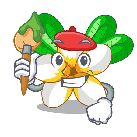 Artist flower frangipain in a cartoon basket vector illustrationのイラスト素材