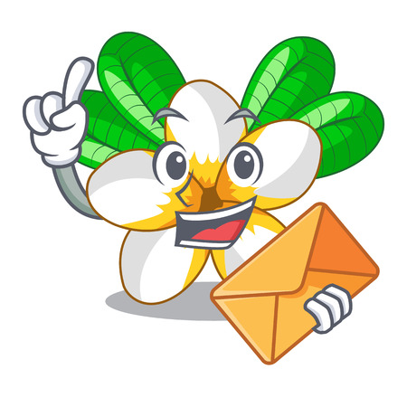 With envelope frangipani flowers in the chracter pot vector illustrationのイラスト素材