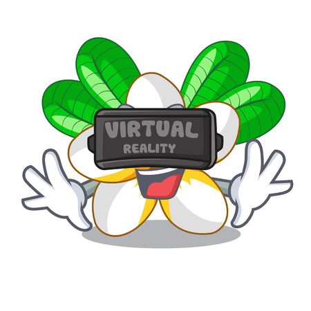 Virtual reality frangipani flower in the cartoon tree vector illustrationのイラスト素材