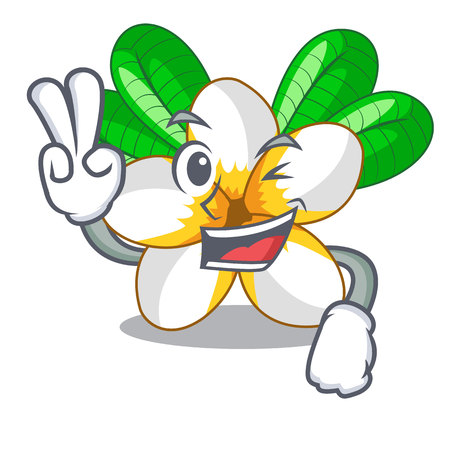 Two finger frangipani flowers in the chracter pot vector illustrationのイラスト素材