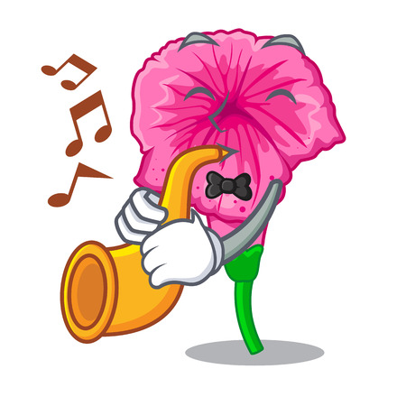 With trumpet petunia flower grows in character potsのイラスト素材
