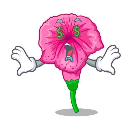 Money eye petunia in a mascot flower basket vector illustrationのイラスト素材