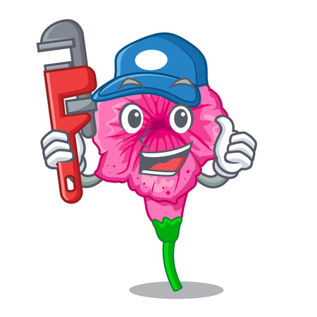 Plumber petunia in a mascot flower basket vector illustrationのイラスト素材