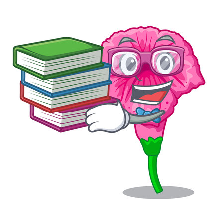 Student with book petunia in a mascot flower basket vector illustrationのイラスト素材