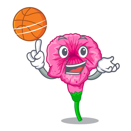 With basketball petunia flowers on cartoon home page vector illustrationのイラスト素材