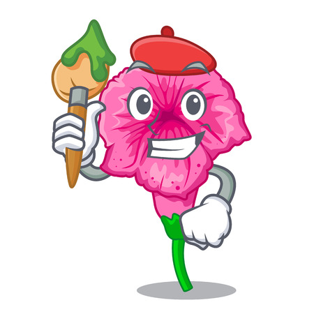 Artist petunia flowers on cartoon home page vector illustrationのイラスト素材