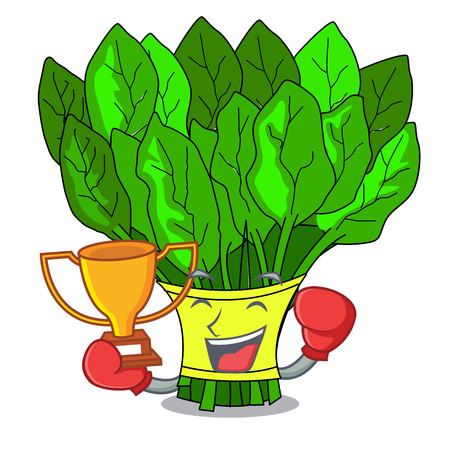 Boxing winner vegetables spinach isolated on the mascot vector illustrationのイラスト素材