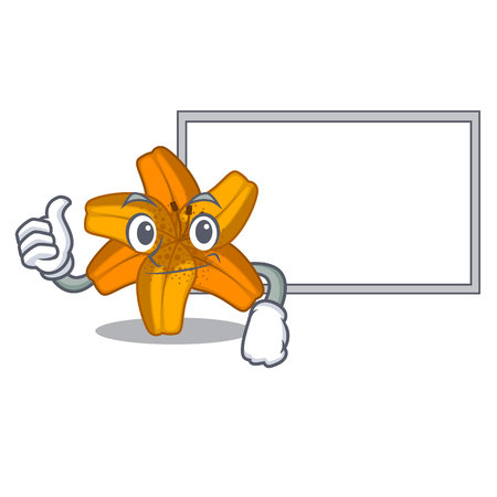 Thumbs up with board tiger lily flower in cartoon form vector illustrationのイラスト素材
