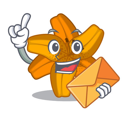With envelope tiger lily flowers in pot characters vector illustartionのイラスト素材