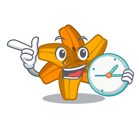 With clock tiger lily flowers in pot characters vector illustartionのイラスト素材
