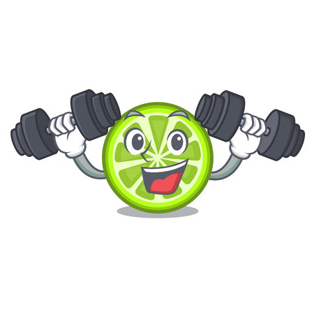 Fitness green lemon slices in cartoon glass vector illustrationのイラスト素材