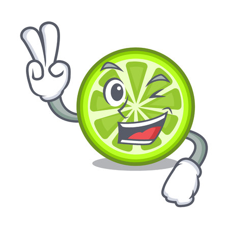 Two finger green lemon slices in cartoon bottle vector illustartionのイラスト素材