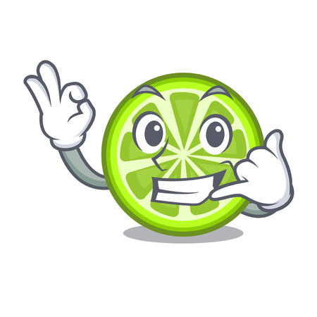 Call me green lemon slices on mascot plate vector illustrationのイラスト素材