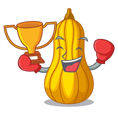 Boxing winner squash in a mascot fruit basket vector illustrationのイラスト素材
