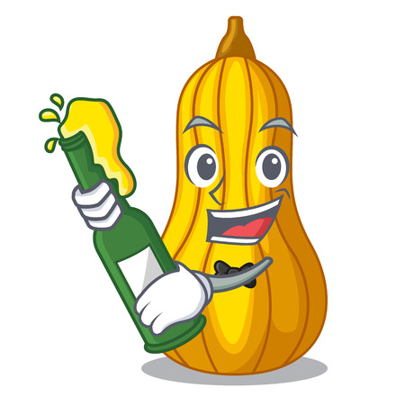 With beer squash in a mascot fruit basket vector illustrationのイラスト素材