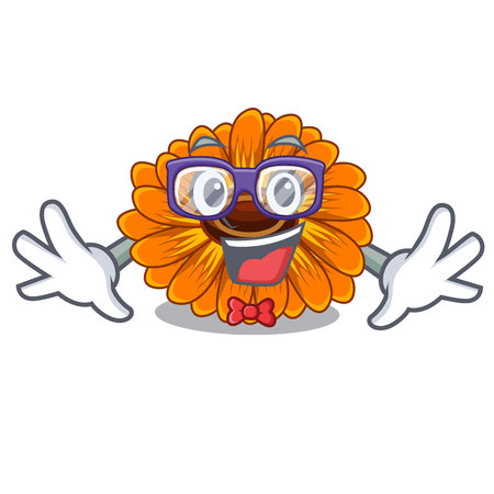 Geek calendula flowers in a cartoon basket vector illustrationのイラスト素材