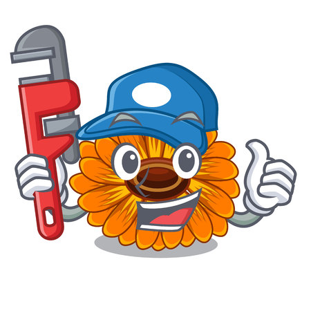 Plumber calendul flower tree is character shape vector illustrationのイラスト素材