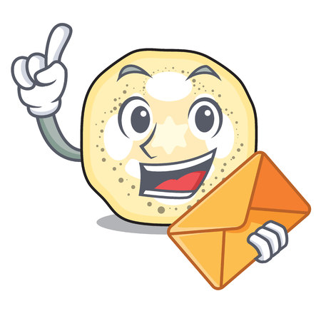 With envelope eggplant sliced on the character board vector illustrationのイラスト素材