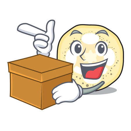 With box eggplant sliced on the character board vector illustrationのイラスト素材