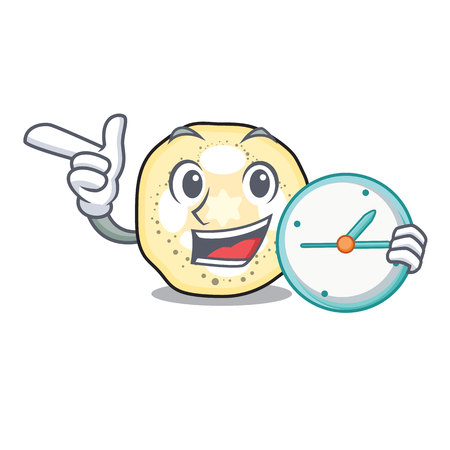 With clock eggplant sliced on the character board vector illustrationのイラスト素材