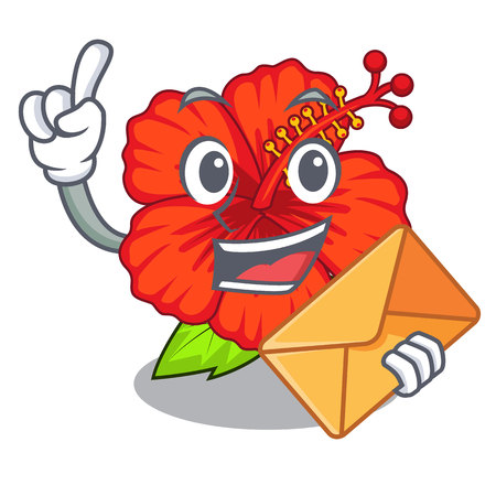 With envelope flower hambiscus in a cartoon pot vector illustrationのイラスト素材