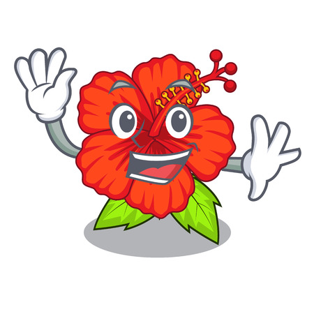 Waving flower hambiscus in a cartoon pot vector illustrationのイラスト素材