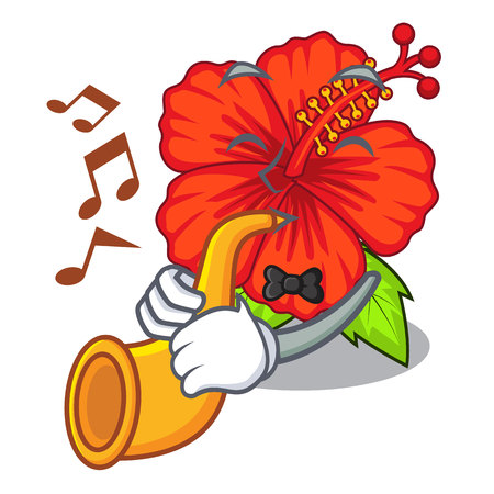 With trumpet hambiscus flower in the character tree vector illustrationのイラスト素材