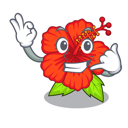 Call me hambiscus flower in the mascot stem vector illustrationのイラスト素材