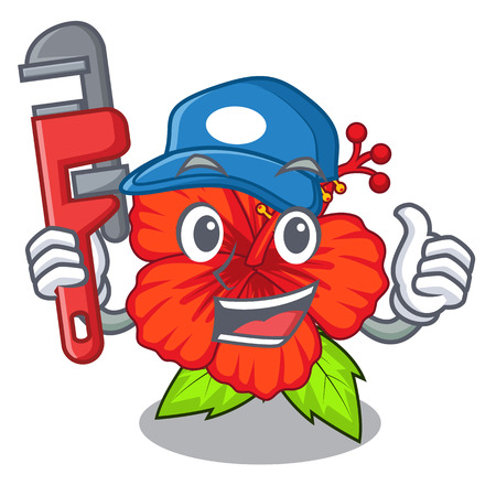 Plumber hambiscus flower in the mascot stem vector illustrationのイラスト素材