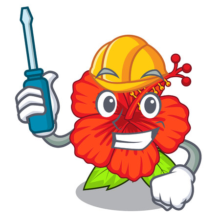 Automotive hambiscus flower in the mascot stem vector illustrationのイラスト素材