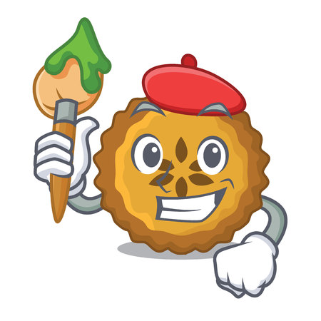 Artist apple pie bread on cartoon Plate vector illustrationのイラスト素材