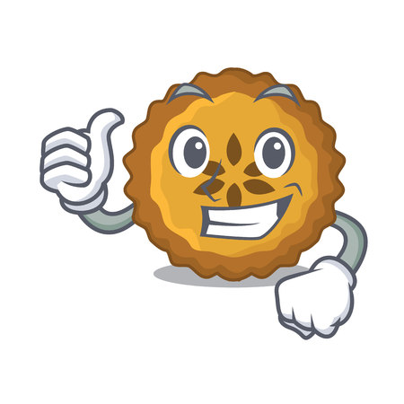 Thumbs up apple pie on a cartoon table vector illustrationのイラスト素材