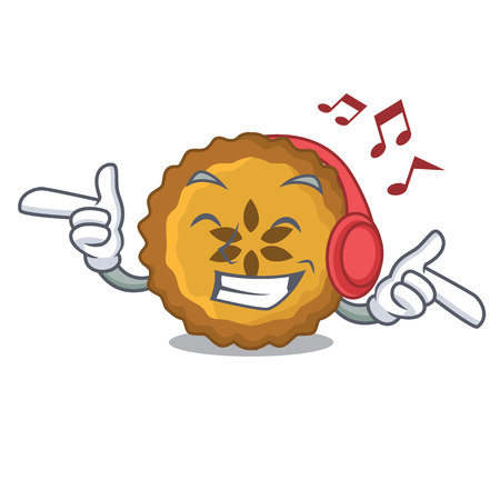 Listening music apple pie on the character board vector illustrationのイラスト素材