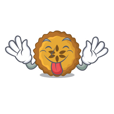 Tongue out apple pie isolated in the mascot vector illustrationのイラスト素材
