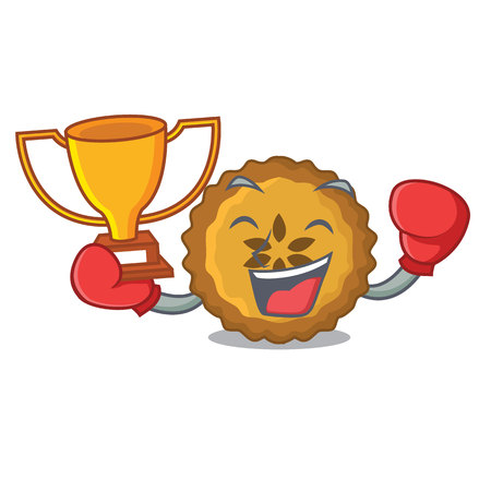 Boxing winner apple pie isolated in the mascot vector illustrationのイラスト素材