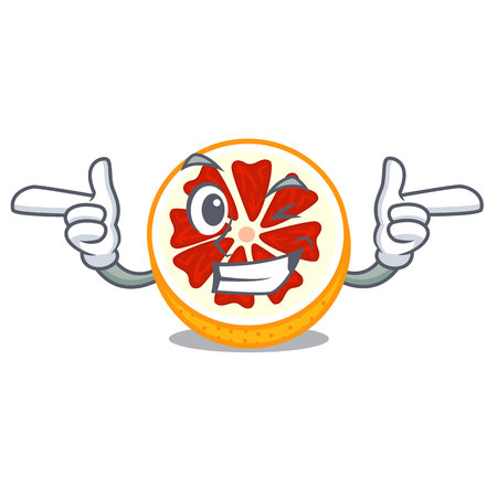 Wink grapefruit slices on a cartoon plate vector illustrationのイラスト素材
