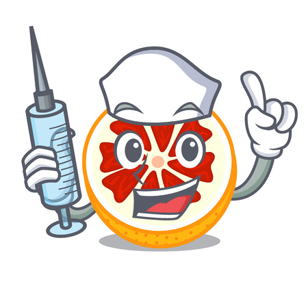 Nurse grapefruit slices on a cartoon plate vector illustrationのイラスト素材
