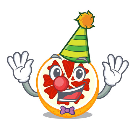 Clown grapefruit in a mascot wooden bowl vector illustrationのイラスト素材