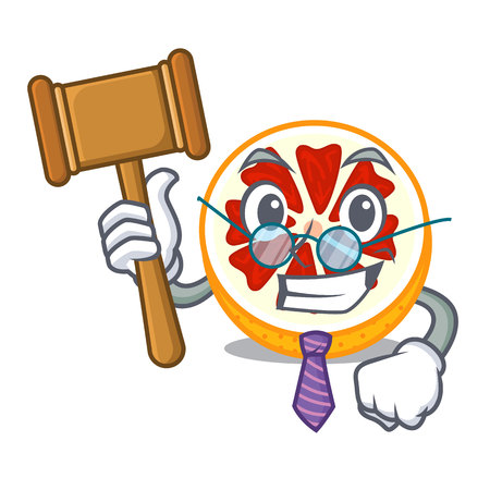 Judge grapefruit in a mascot wooden bowl vector illustrationのイラスト素材