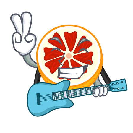 With guitar fresh grapefruit fruit in shape character vector ilustrationのイラスト素材