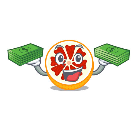 With money bag fresh grapefruit fruit in shape character vector ilustrationのイラスト素材