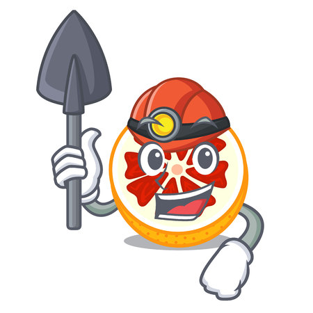 Miner fresh grapefruit fruit in shape character vector ilustrationのイラスト素材