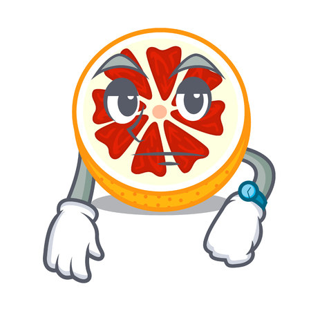 Waiting grapefruit in a mascot wooden bowl vector illustrationのイラスト素材