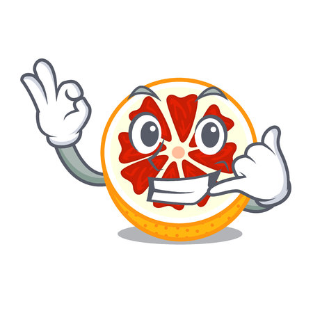 Call me grapefruit in a mascot wooden bowl vector illustrationのイラスト素材