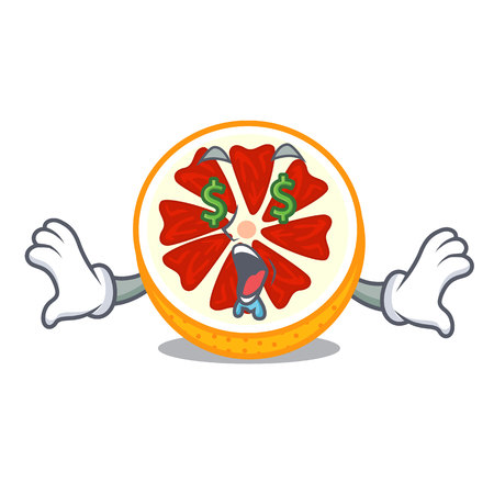 Money eye grapefruit in a mascot wooden bowl vector illustrationのイラスト素材