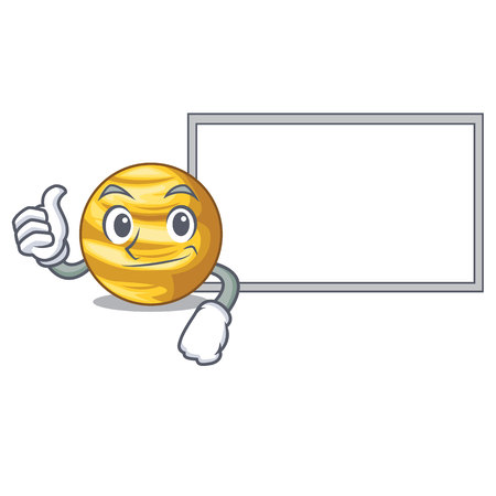 Thumbs up with board planet venus in the shape character vector ilustrationのイラスト素材