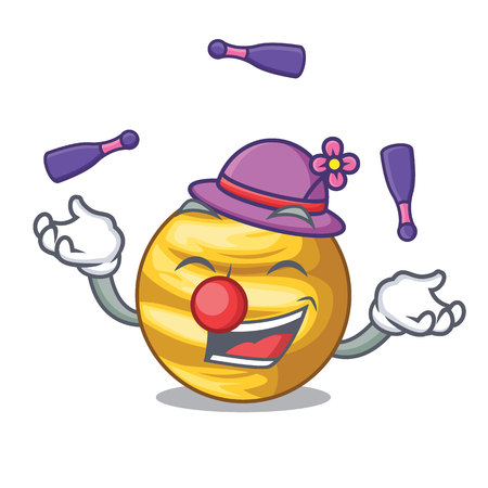 Juggling planet venus isolated with on mascot vector illustrationのイラスト素材