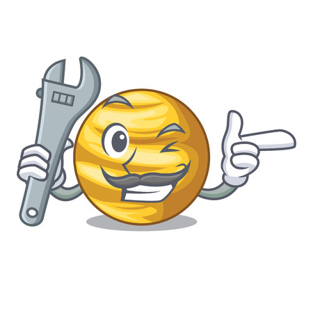 Mechanic planet venus isolated with on mascot vector illustrationのイラスト素材