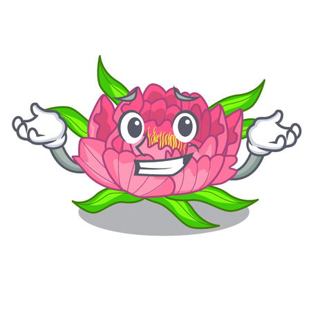 Grinning peony flowers in the cartoon pots vector illustrationのイラスト素材
