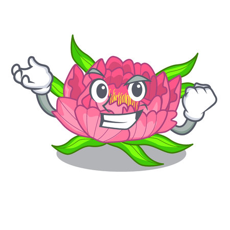 Successful peony flowers in the cartoon pots vector illustrationのイラスト素材